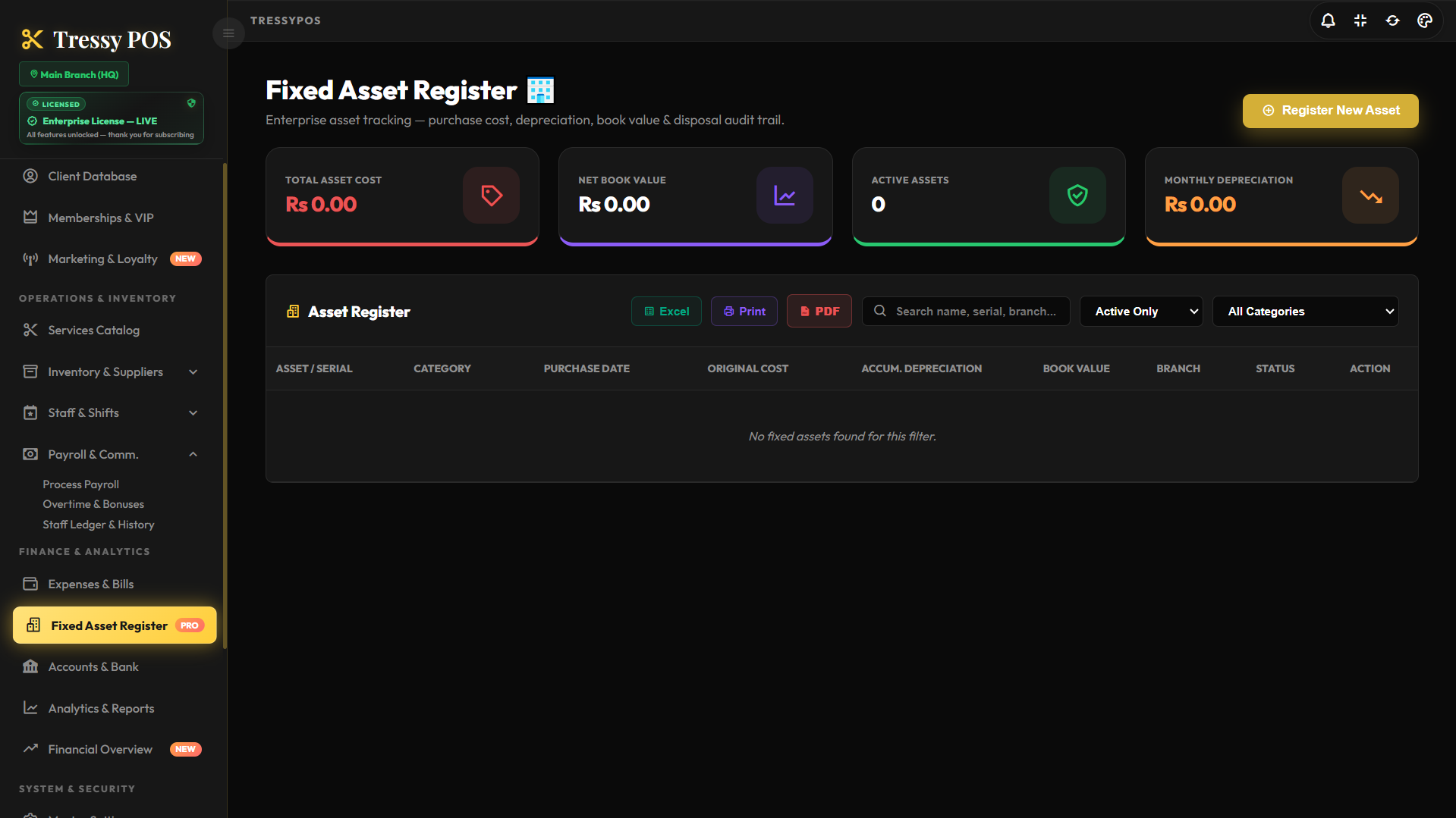 Fixed Asset Register