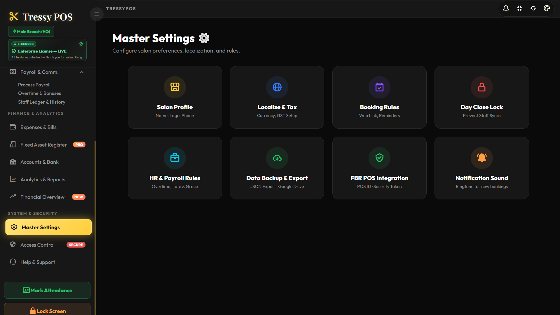Master Settings
